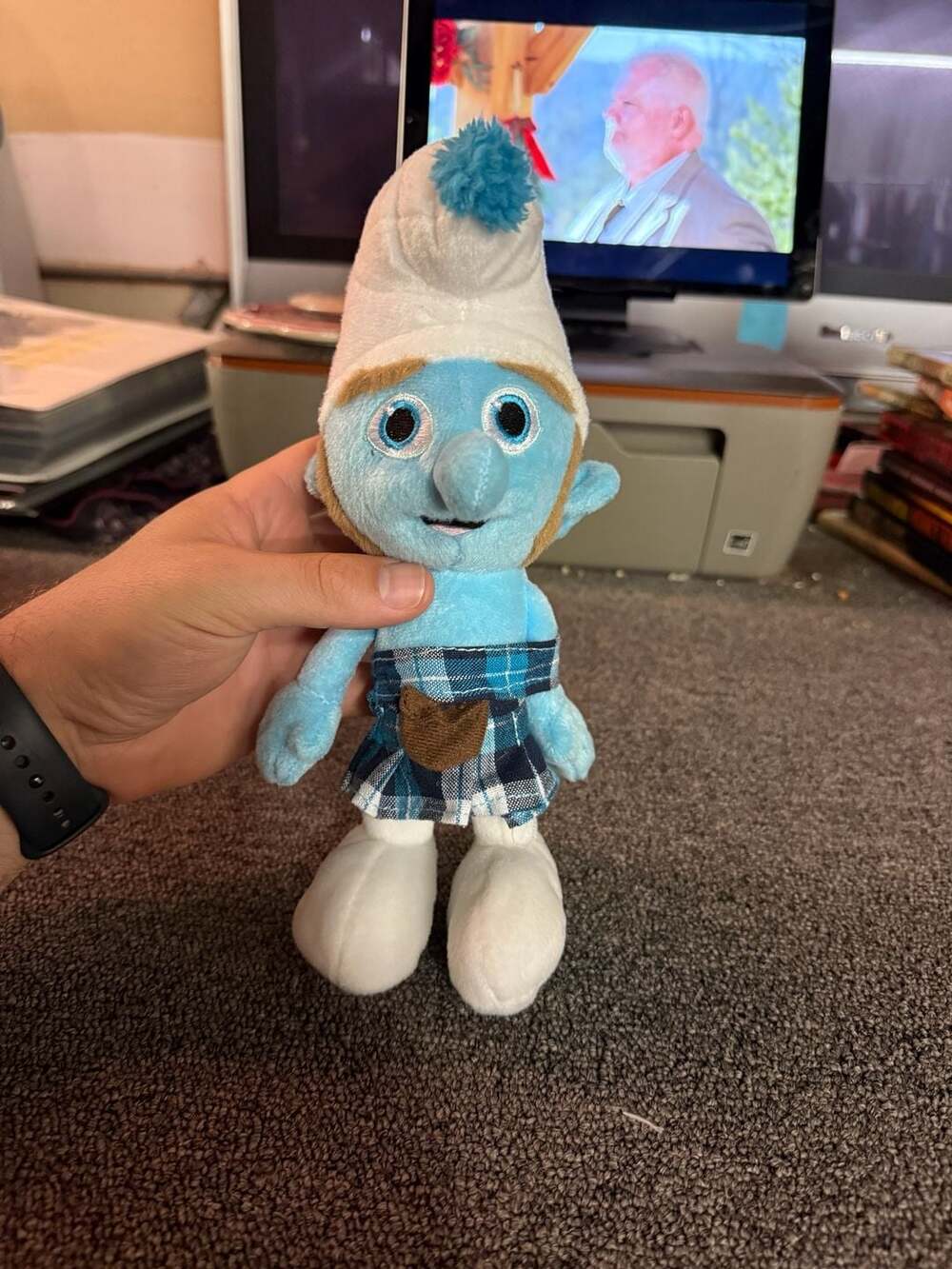 The Smurfs Gutsy Scottish Smurf 10" Plush Stuffed Animal 2013 Kilt